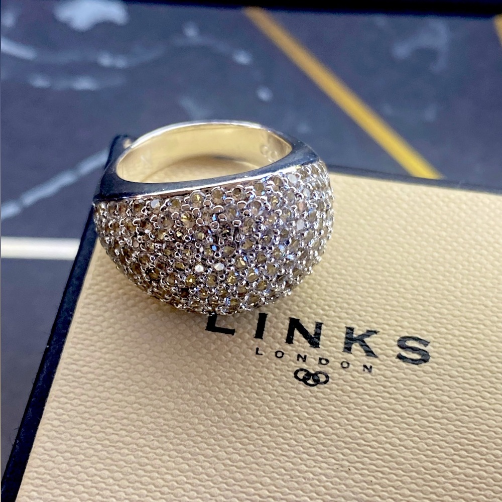 LINKS OF LONDON White Topaz Pave Hope Cocktail Ring